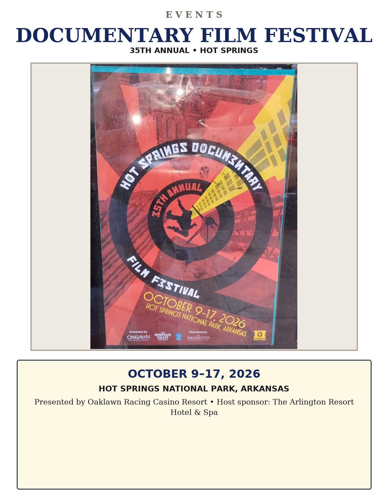35th Annual Hot Springs Documentary Film Festival
